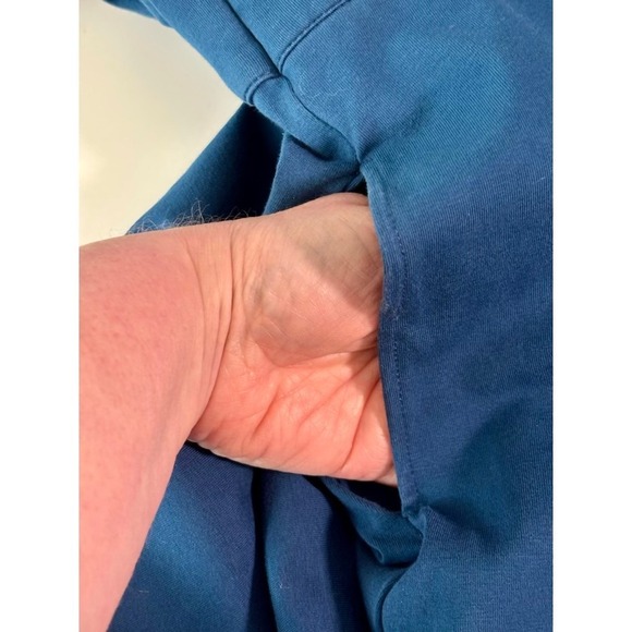 eShakti Blue Empire Waist V-Neck Dress 22W Modest Office Capsule Pockets - Picture 7 of 15